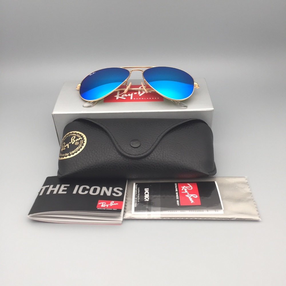 Aviator 3025 112/17 Gold Blue Sunglasses New